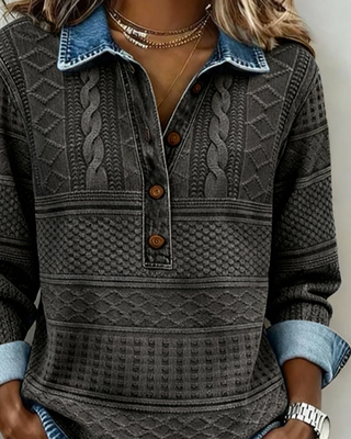 Émilie | Pull texturé à col boutonné