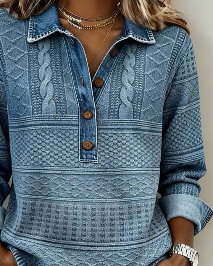 Émilie | Pull texturé à col boutonné