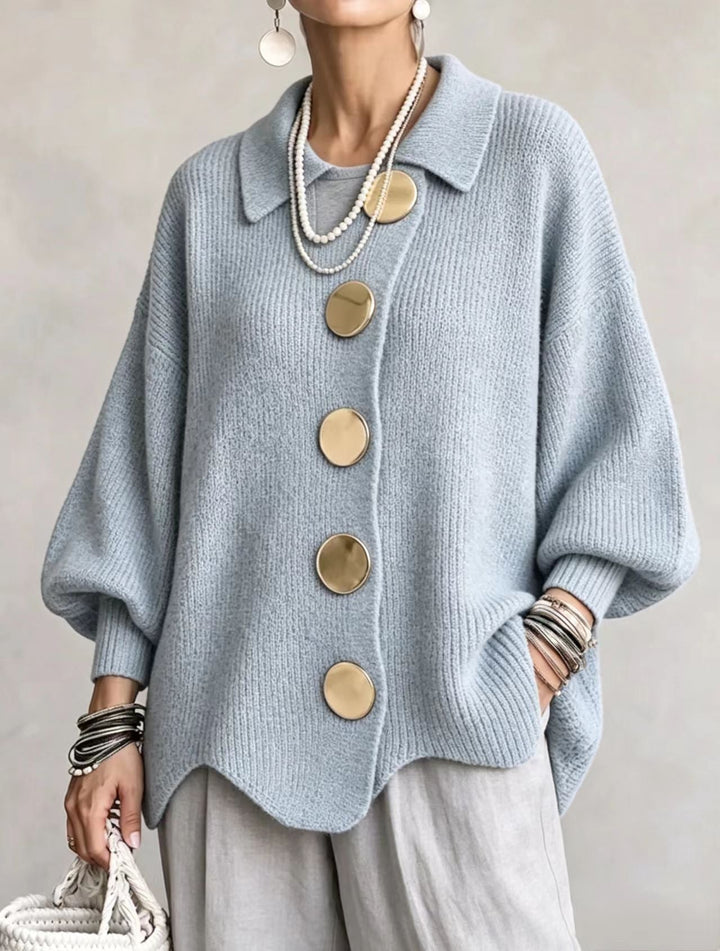 Victoire | Cardigan oversize à gros boutons dorés
